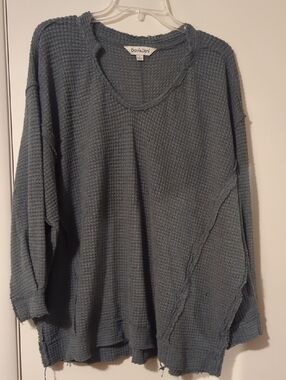 David & Dani Waffle Knit Pullover Sweater in Slate Blue